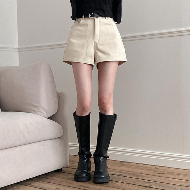 【ベルト付き】ベーシックコットンハーフパンツ BEIGE