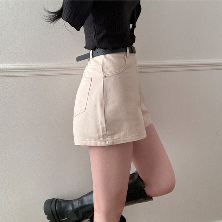 【ベルト付き】ベーシックコットンハーフパンツ BEIGE