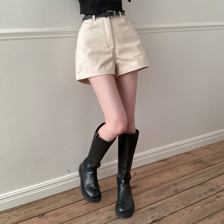 【ベルト付き】ベーシックコットンハーフパンツ BEIGE