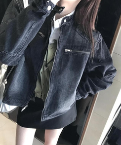 ジャケット デニムバイカージャケット BLACK DENIM