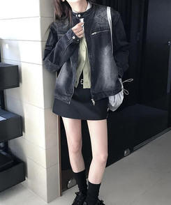 ジャケット デニムバイカージャケット BLACK DENIM