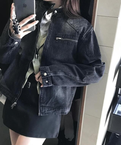 ジャケット デニムバイカージャケット BLACK DENIM