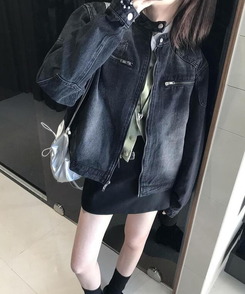 ジャケット デニムバイカージャケット BLACK DENIM