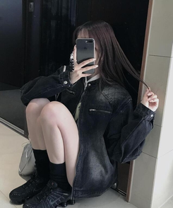 ジャケット デニムバイカージャケット BLACK DENIM