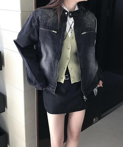 ジャケット デニムバイカージャケット BLACK DENIM