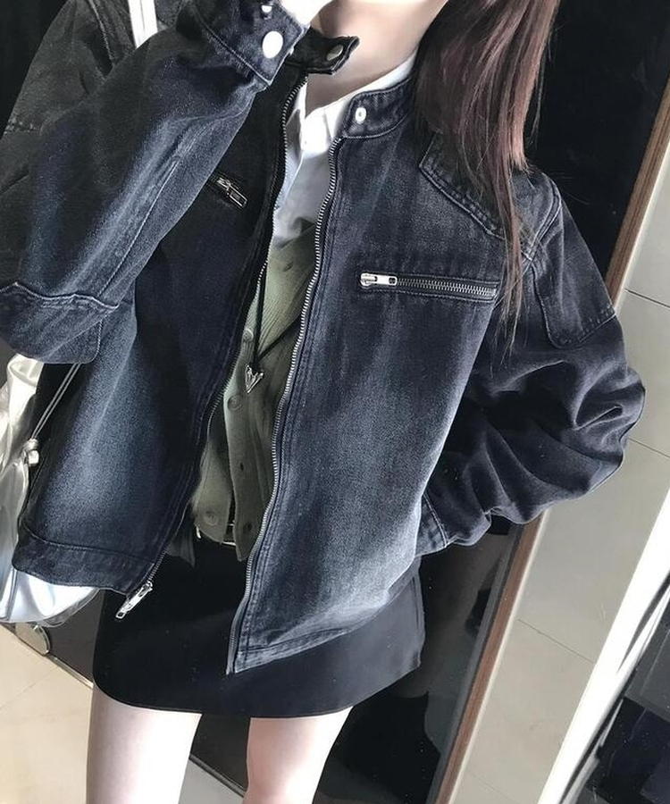 デニムバイカージャケット BLACK DENIM
