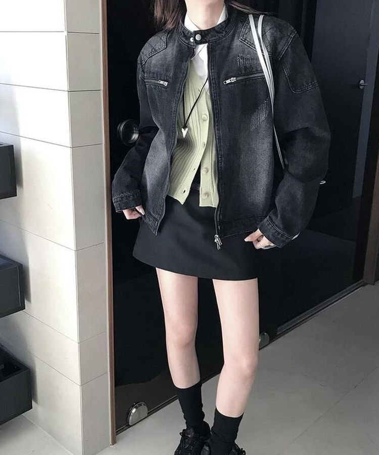 デニムバイカージャケット BLACK DENIM