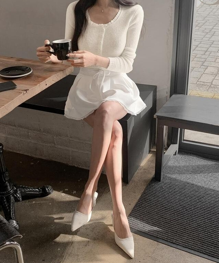 レースボタンカーディガン IVORY