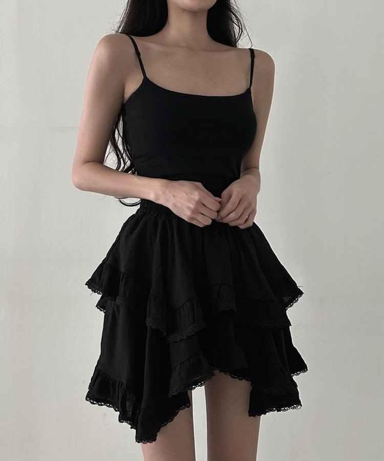 アンバランスティアードミニスカート BLACK