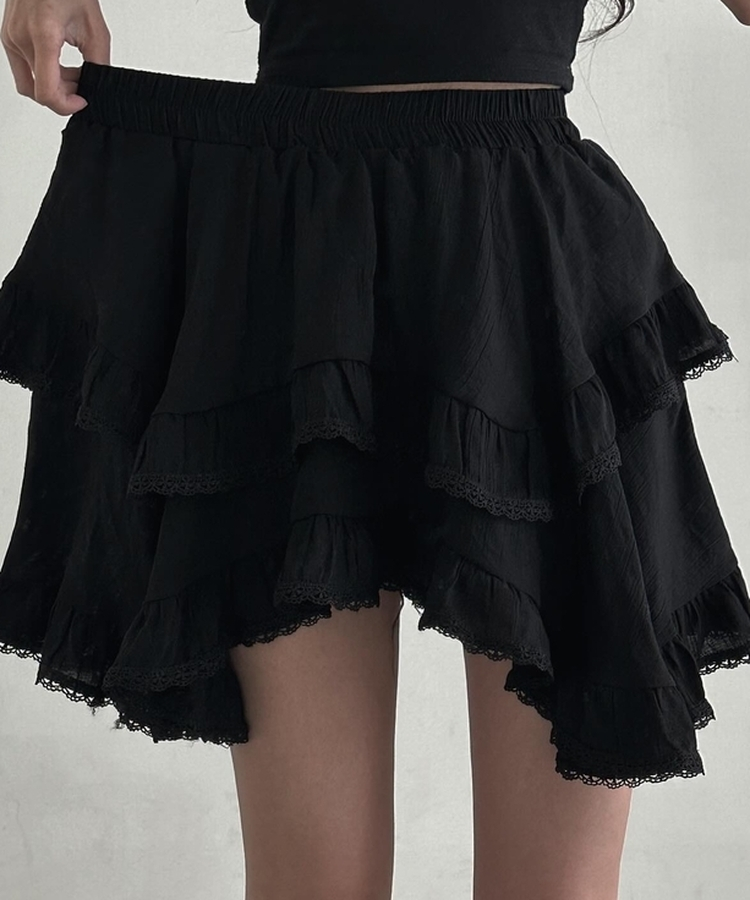 アンバランスティアードミニスカート BLACK