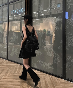 ミニワンピース スポットフリルミニワンピース BLACK