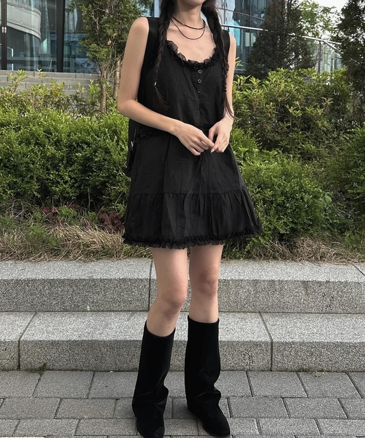 スポットフリルミニワンピース BLACK