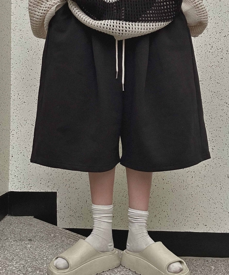 ピンタックバミューダパンツ BLACK