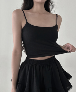 【カップ付き】スパンキャミソール BLACK