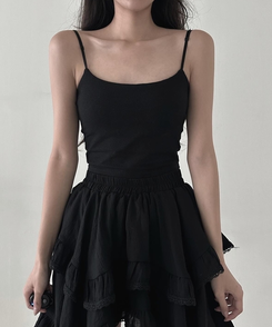 【カップ付き】スパンキャミソール BLACK