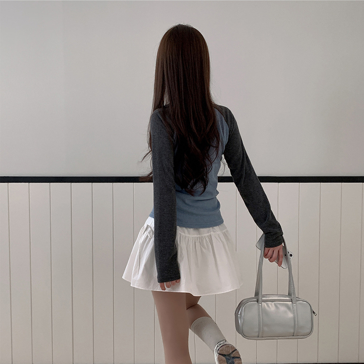 クロップバイカラージップアップ MELANGE GRAY