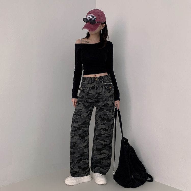 モミリタリーセミワイドカーゴボタンパンツ CAMO
