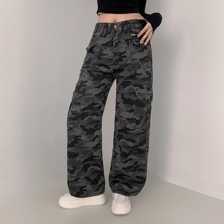 モミリタリーセミワイドカーゴボタンパンツ CAMO