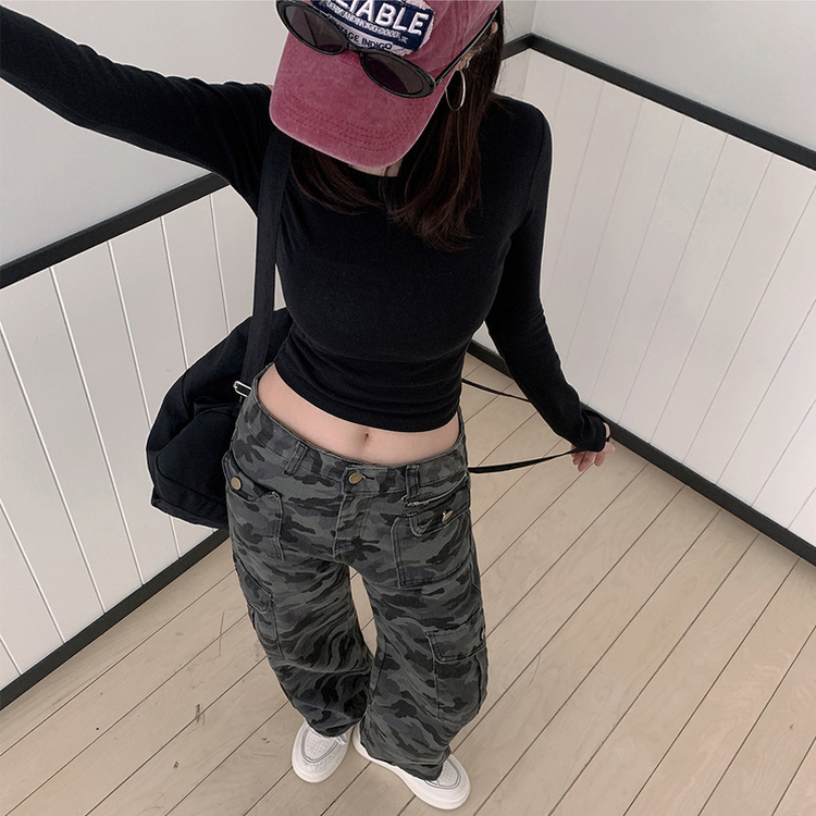 モミリタリーセミワイドカーゴボタンパンツ CAMO