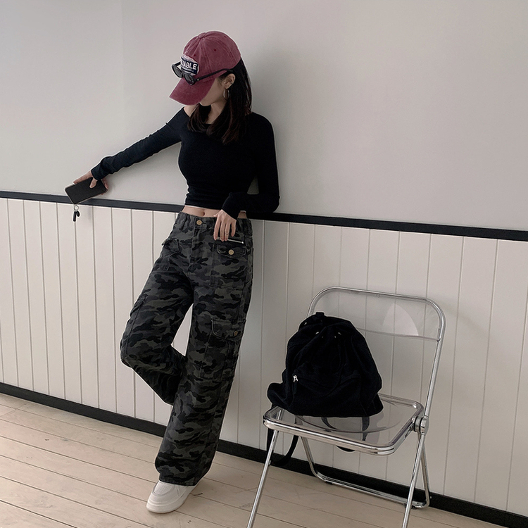 モミリタリーセミワイドカーゴボタンパンツ CAMO
