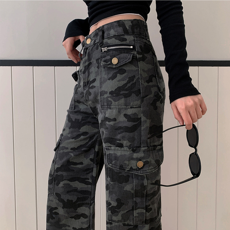 モミリタリーセミワイドカーゴボタンパンツ CAMO