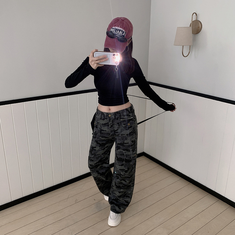 モミリタリーセミワイドカーゴボタンパンツ CAMO