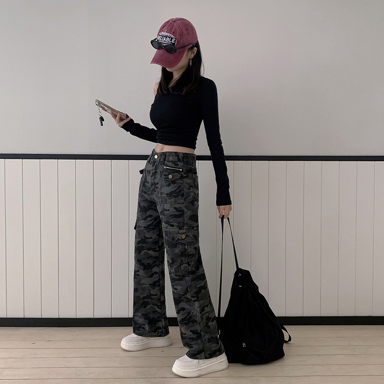 モミリタリーセミワイドカーゴボタンパンツ CAMO