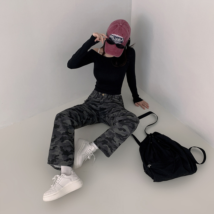 モミリタリーセミワイドカーゴボタンパンツ CAMO
