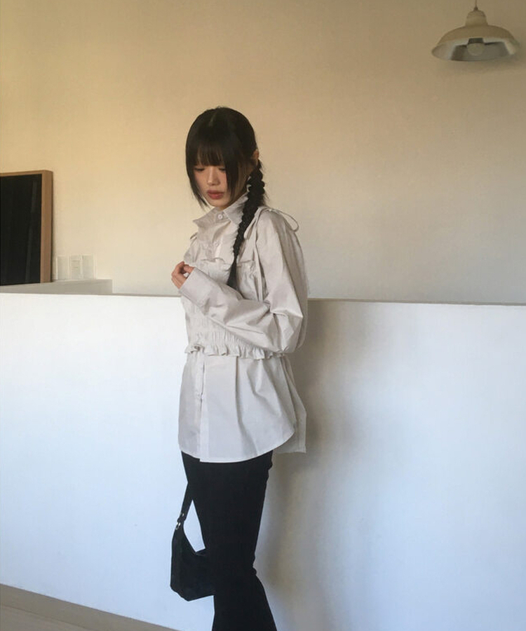 【SET】シャーリングキャミソールビスチェブラウス GREY