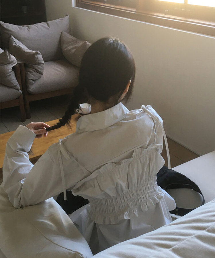 【SET】シャーリングキャミソールビスチェブラウス GREY