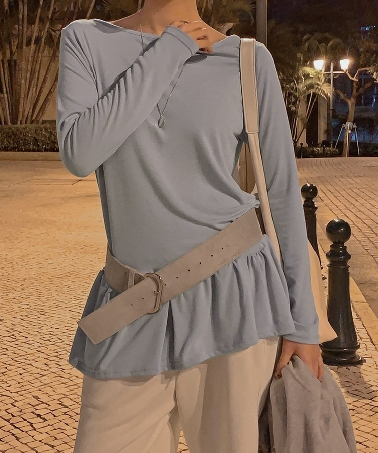 レイヤードフレアレイヤード長袖Tシャツ(5color) SKY BLUE