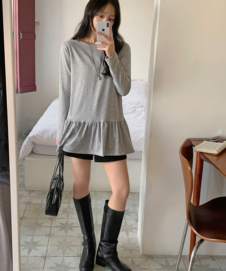 レイヤードフレアレイヤード長袖Tシャツ(5color) MELANGE