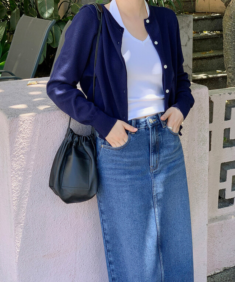 ルックエットラウンドカーディガン(5color) NAVY