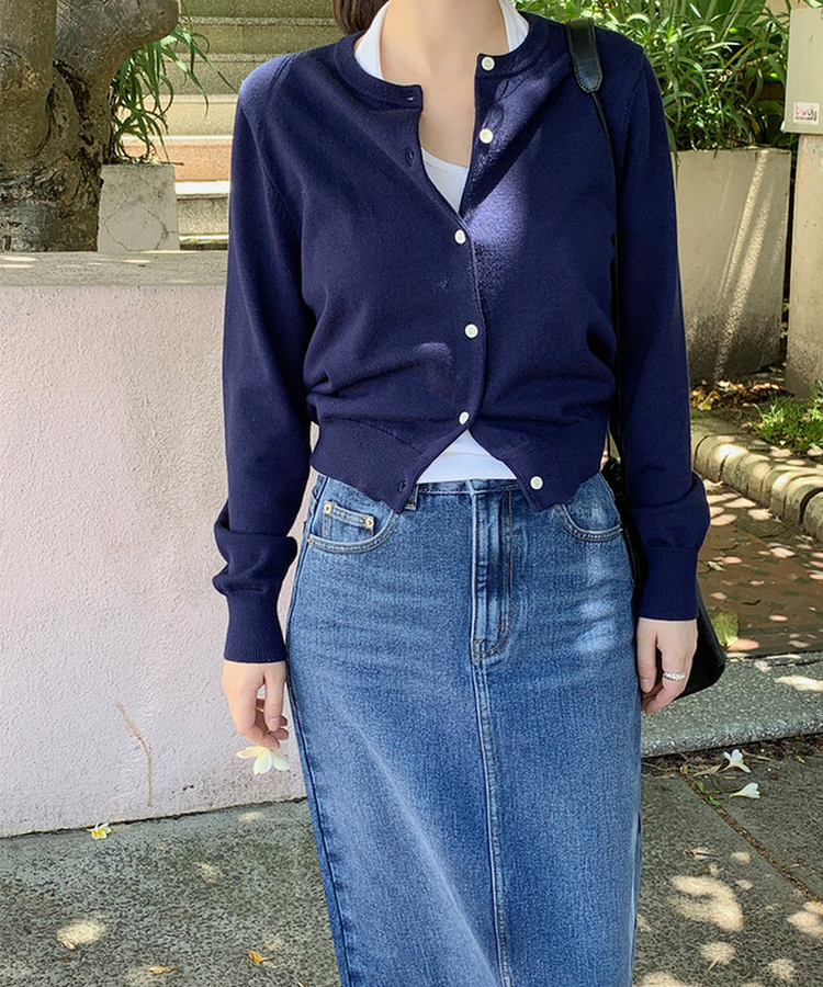 ルックエットラウンドカーディガン(5color) NAVY