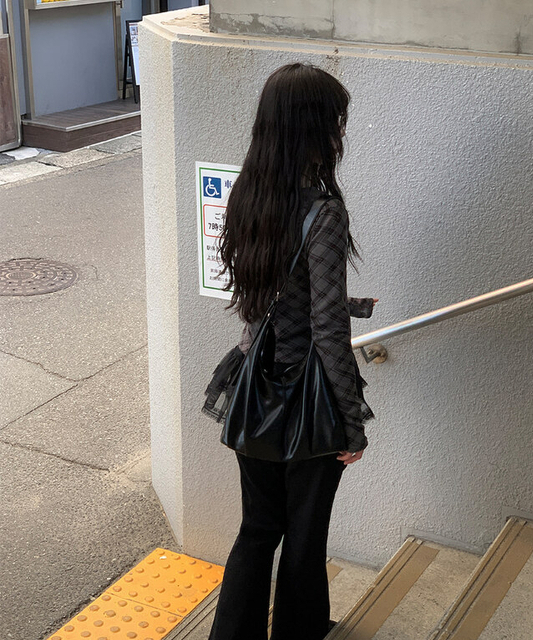 レイヤードレースフリルワンピース BLACK
