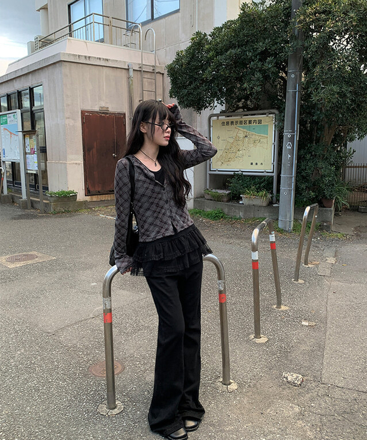 レイヤードレースフリルワンピース BLACK