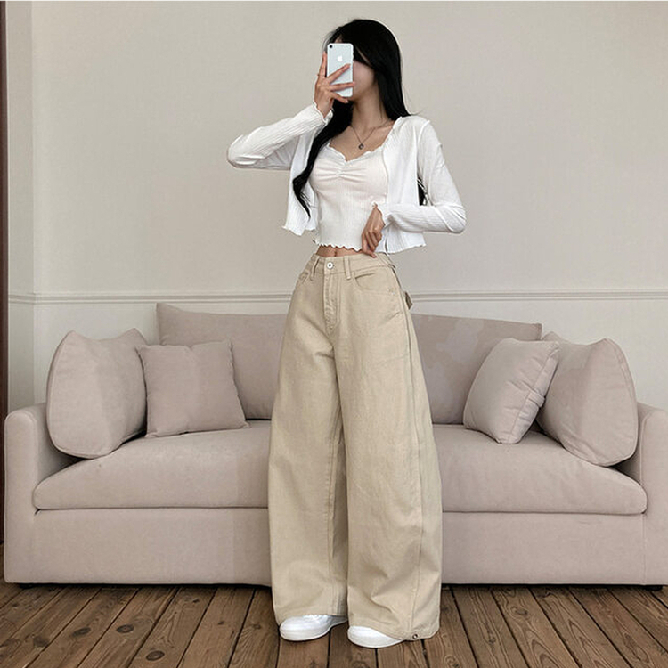 バックポイントサイドスリットコットンパンツ BEIGE