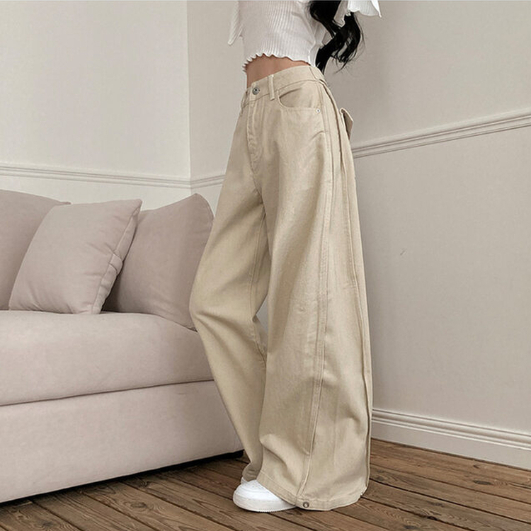 バックポイントサイドスリットコットンパンツ BEIGE