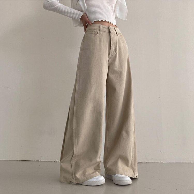 バックポイントサイドスリットコットンパンツ BEIGE