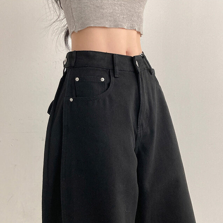 バックポイントサイドスリットコットンパンツ BLACK