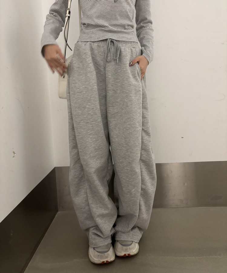 【丈別】ピンタックワイドサイドトレーニングパンツ GRAY