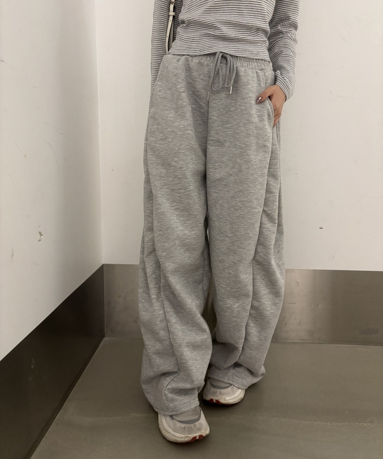 【丈別】ピンタックワイドサイドトレーニングパンツ GRAY