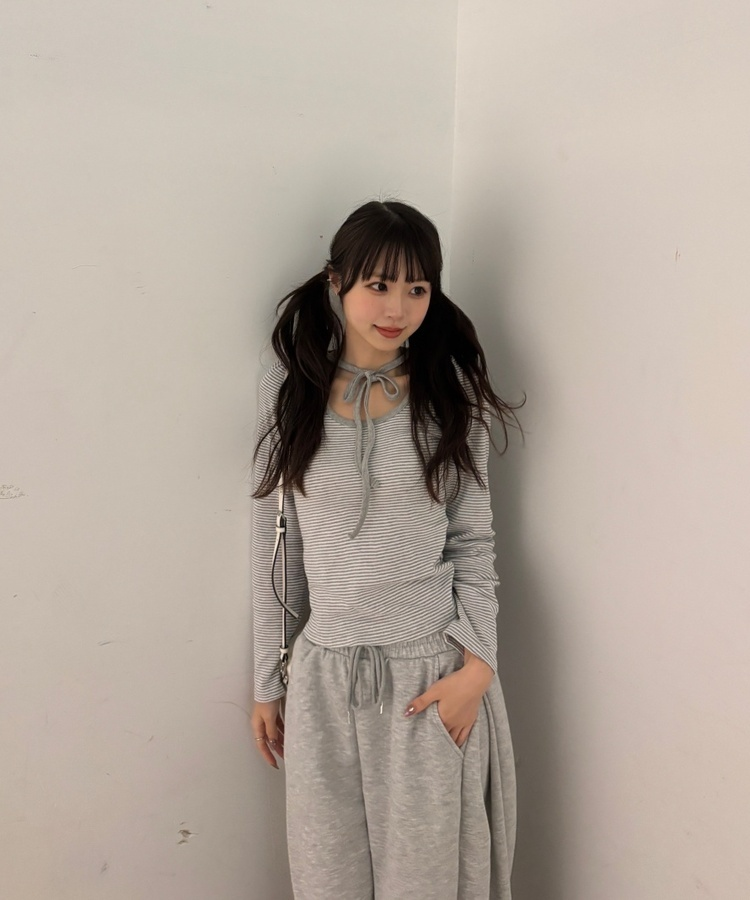 【丈別】ピンタックワイドサイドトレーニングパンツ GRAY