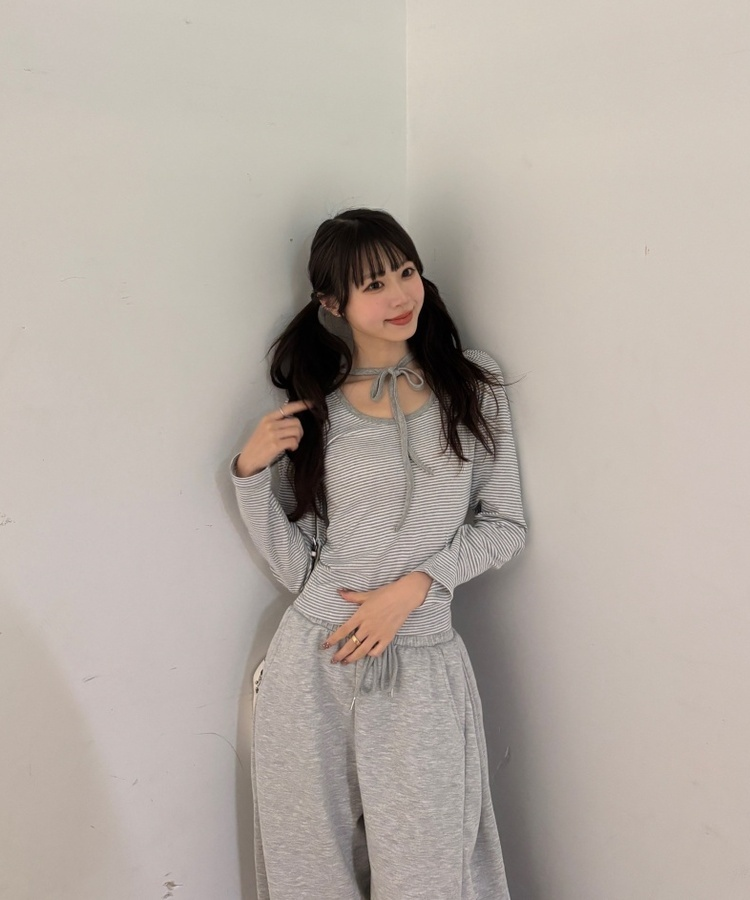 【丈別】ピンタックワイドサイドトレーニングパンツ GRAY