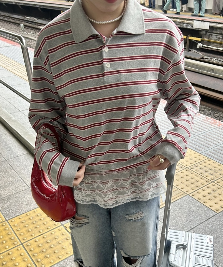 ワットイフストライプTシャツ｜スウェット｜韓国ファッション