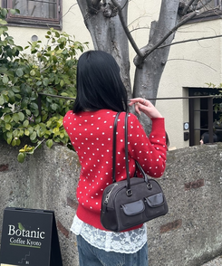 ドットラウンドニットカーディガン RED