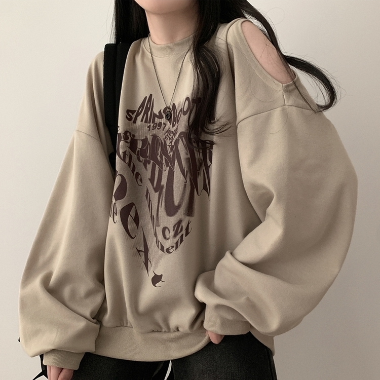ユニークスリットルーズトレーナー BEIGE