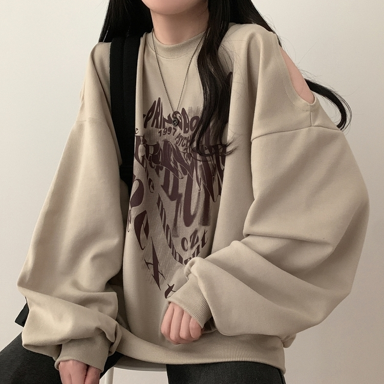 ユニークスリットルーズトレーナー BEIGE