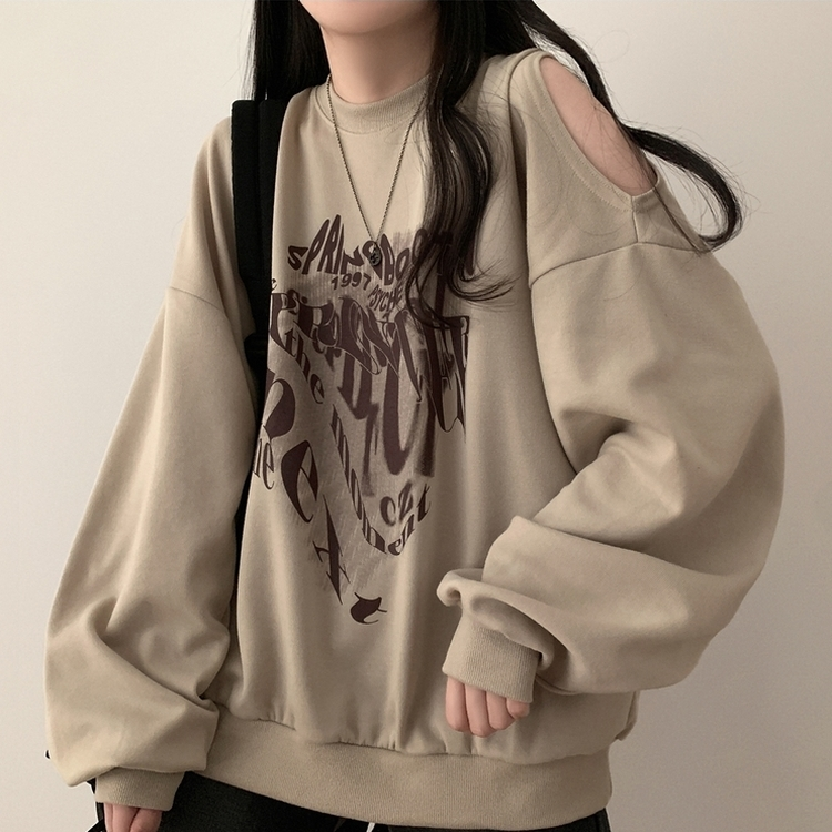 ユニークスリットルーズトレーナー BEIGE