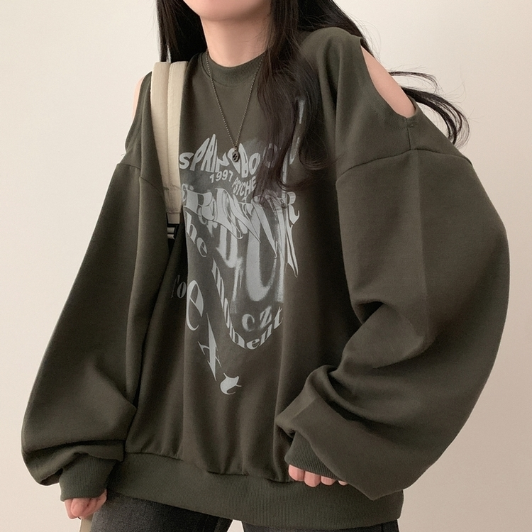 ユニークスリットルーズトレーナー KHAKI
